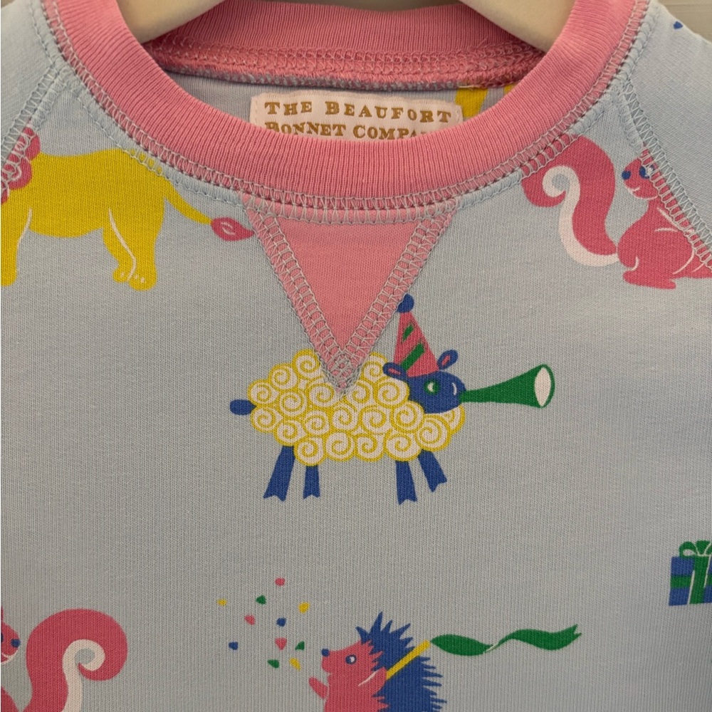 EUC The Beaufort Bonnet Company Cassidy Comfy Crewneck Party On Party Animal 0-6 - Picture 2 of 5